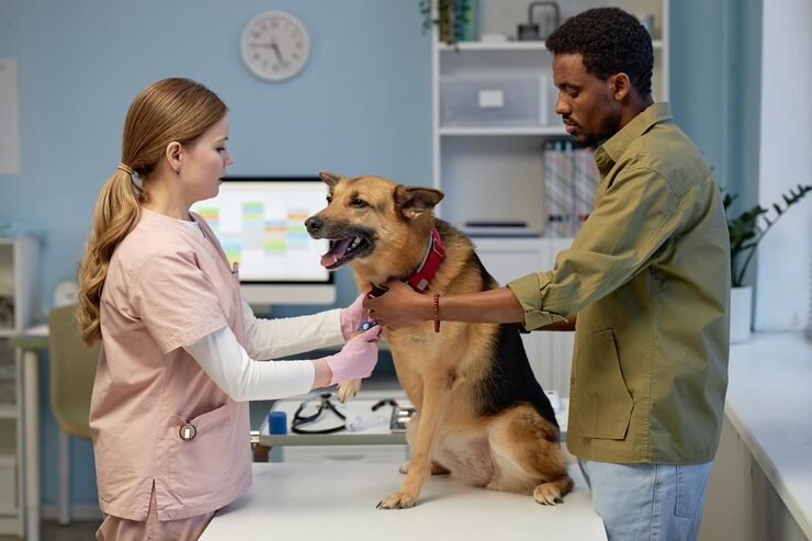 Cat grooming session during summer pet care routine